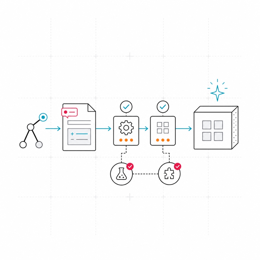 Code contribution passing through review and automated test gates