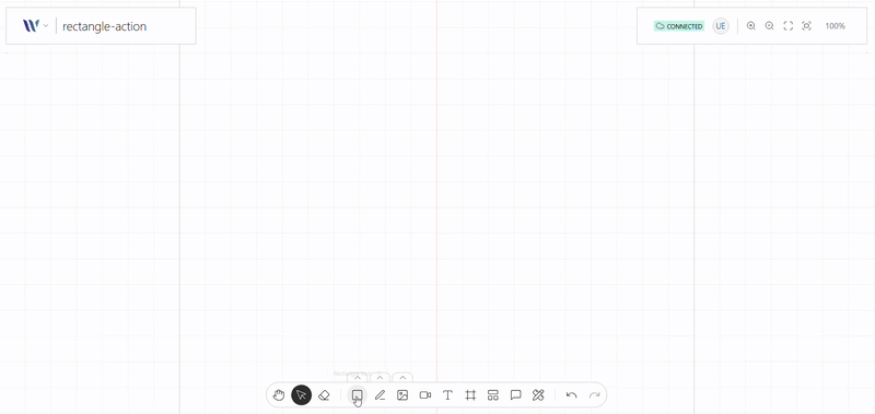 Rectangle Tool action on use on the Weave.js showcase