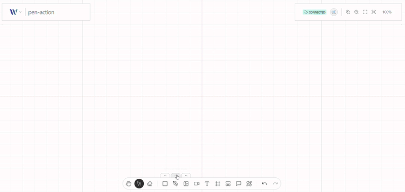 Pen Tool action on use on the Weave.js showcase