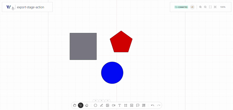 Export Stage Tool action on use on the Weave.js showcase