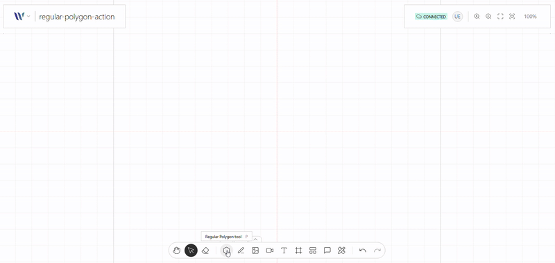 Regular Polygon Tool action on use on the Weave.js showcase