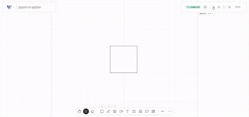 Zoom In Tool action on use on the Weave.js showcase