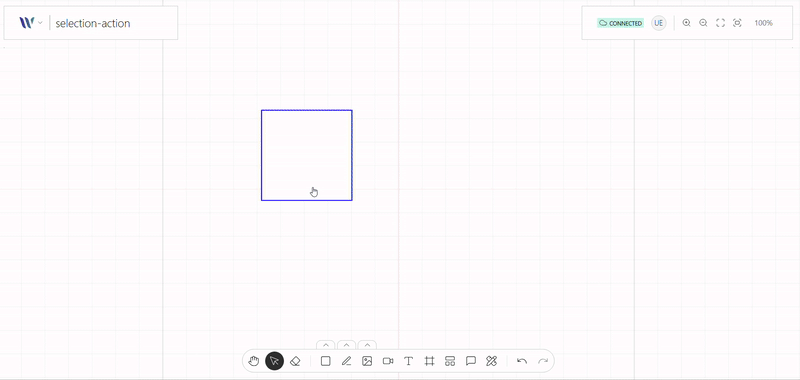 Selection Tool action on use on the Weave.js showcase