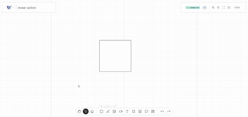 Eraser Tool action on use on the Weave.js showcase