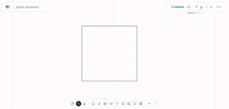 Zoom Out Tool action on use on the Weave.js showcase
