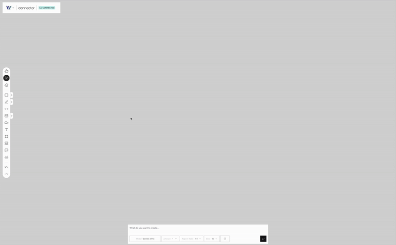 Connector Tool action on use on the Weave.js showcase