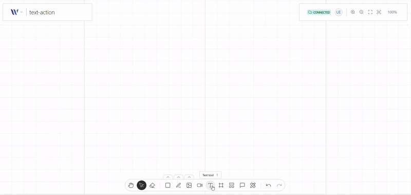 Text Tool action on use on the Weave.js showcase