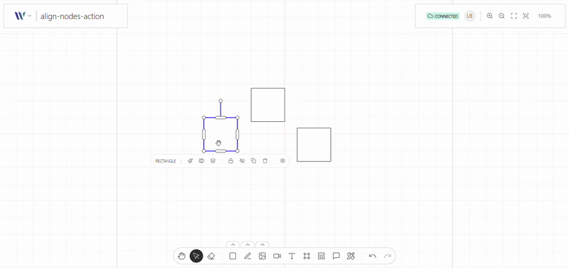 Align Nodes Tool action on use on the Weave.js showcase