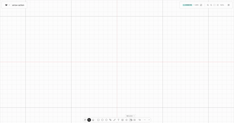 Arrow Tool action on use on the Weave.js showcase
