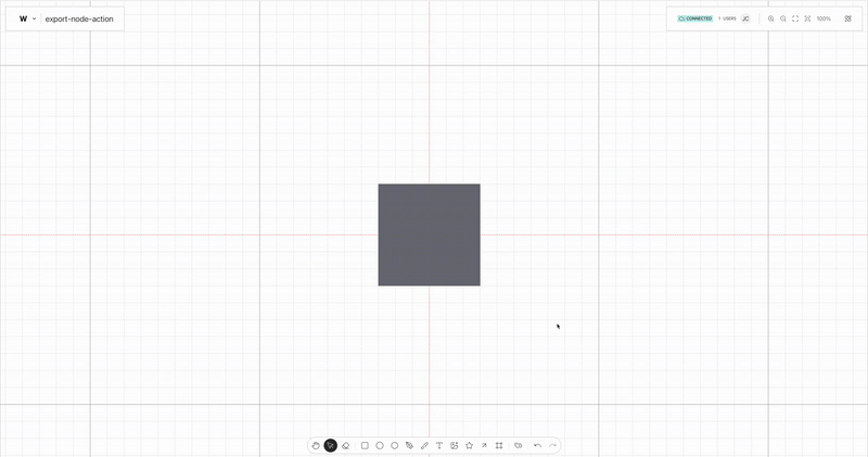 Export Node Tool action on use on the Weave.js showcase