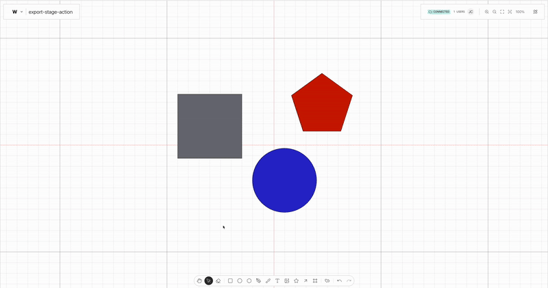 Export Stage Tool action on use on the Weave.js showcase