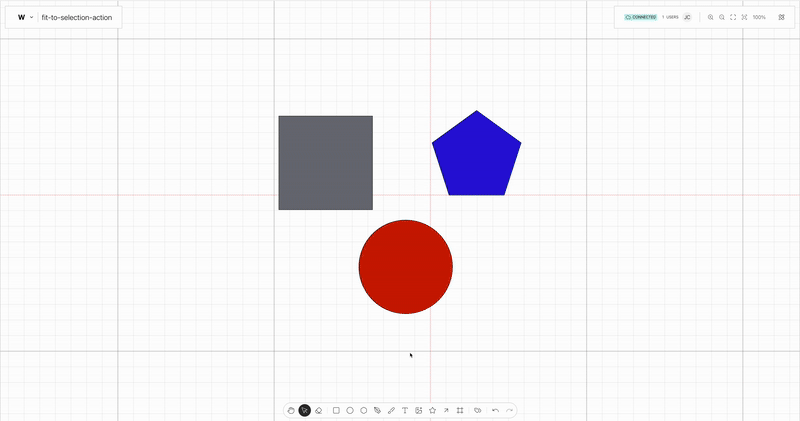 Fit to Selection Tool action on use on the Weave.js showcase