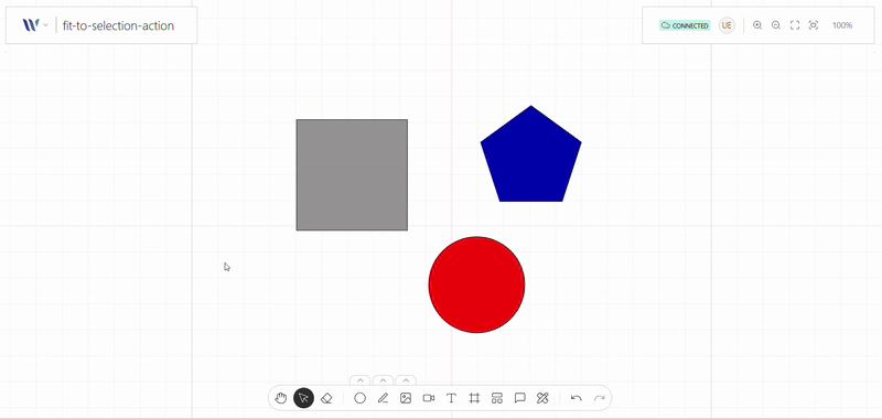 Fit to Selection Tool action on use on the Weave.js showcase