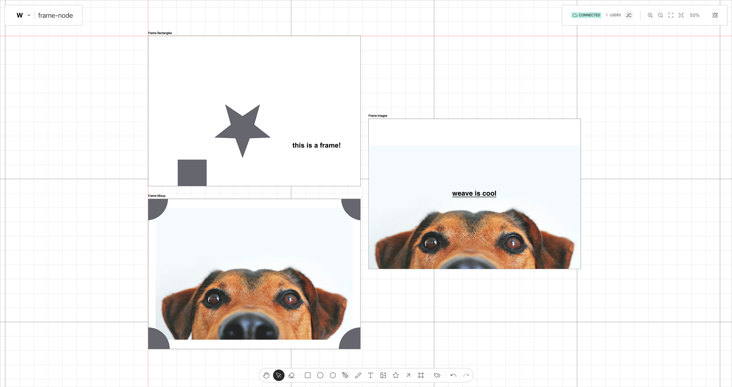 Frame on Weave.js showcase