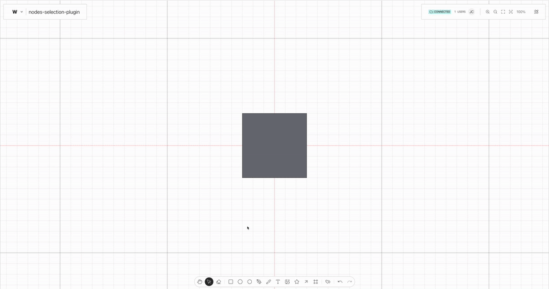Nodes selection plugin on use on the Weave.js showcase