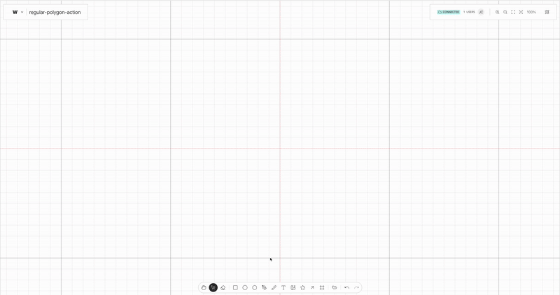 Regular Polygon Tool action on use on the Weave.js showcase