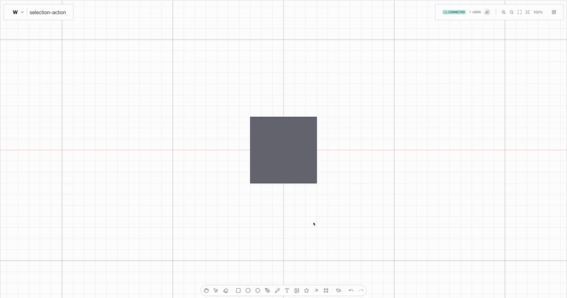 Selection Tool action on use on the Weave.js showcase