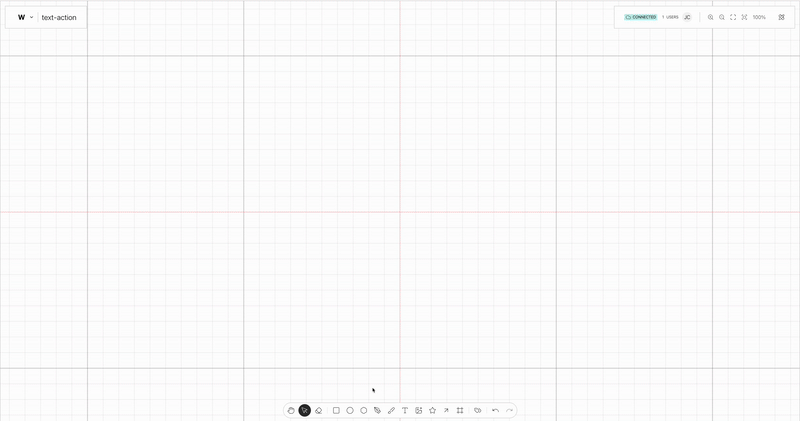 Text Tool action on use on the Weave.js showcase