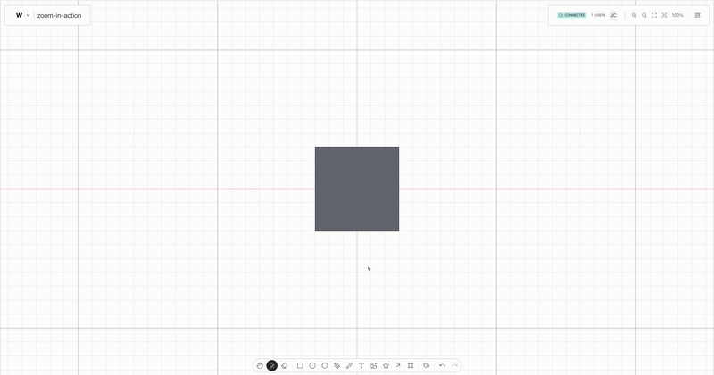 Zoom In Tool action on use on the Weave.js showcase