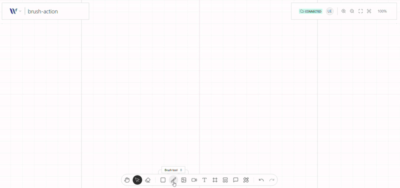 Brush Tool action on use on the Weave.js showcase