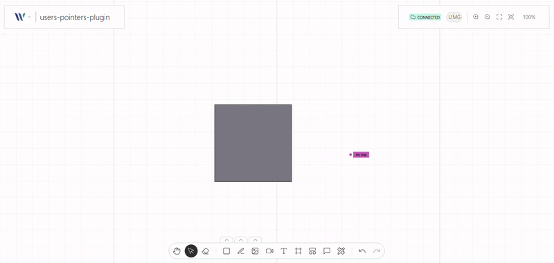 Users pointers plugin on use on the Weave.js showcase